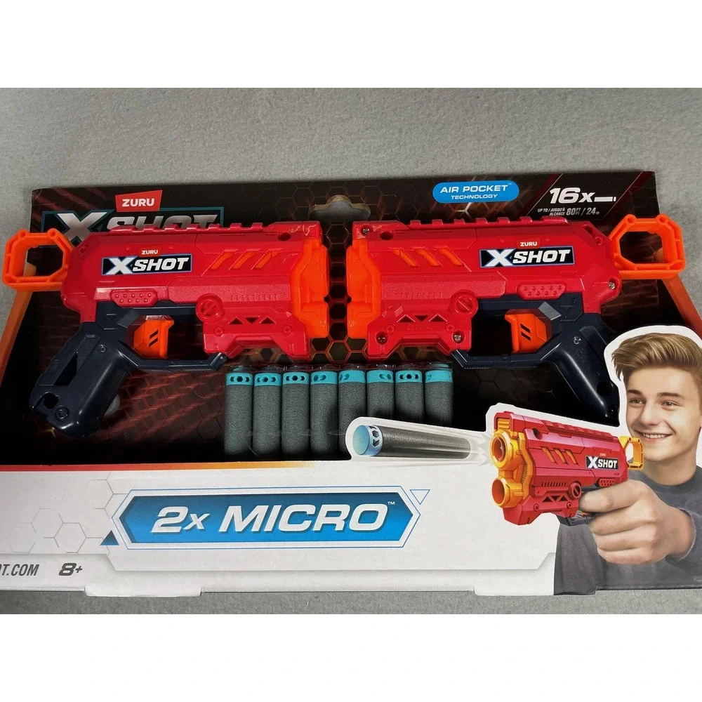 ZURU X-Shot Excel Micro 2 Pack Foam Dart Toy Blasters 16 Darts Ages 8+